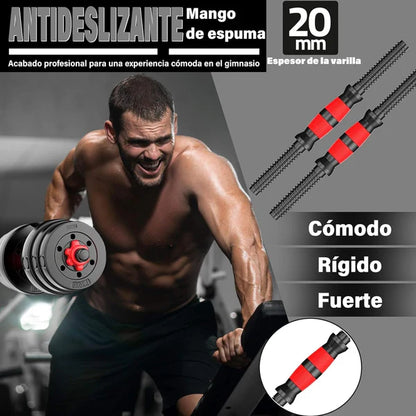 FlexiWeight - Kit 20Kg Mancuernas con adaptador para Barra.