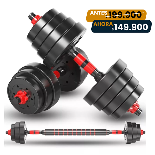 FlexiWeight - Kit 20Kg Mancuernas con adaptador para Barra.